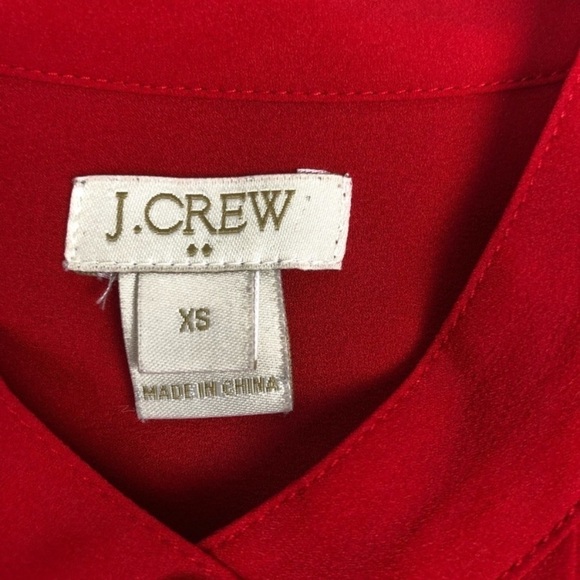 J Crew Red Pleated Long Sleeve Button Down Blouse - Picture 5 of 5